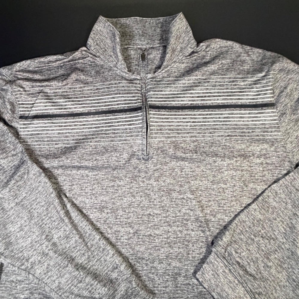 PGA Tour Mens Motionflux 360 Quarter Zip Pullover Gray Heathered XL Striped K3